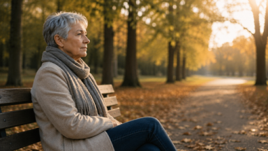 Femme en réflexion sur un banc illustrant l'anxiété face à l'inconnu.